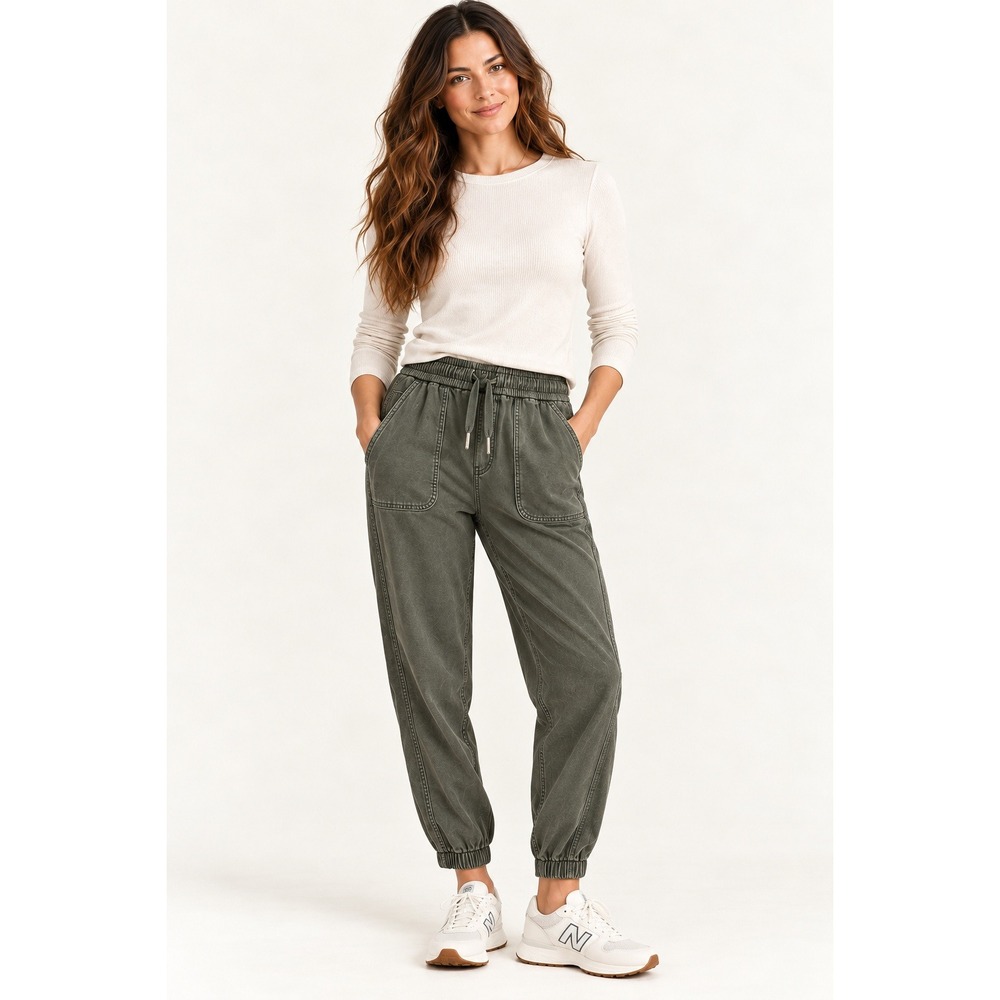 Athleta Farallon Jogger Womens 6 Cypress Green Organic Cotton Utility Pants